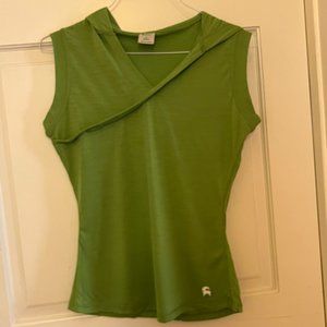 Backcountry thin merino wool green sleeveless hoodie